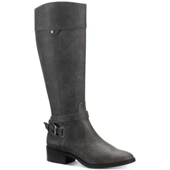 Style & Co Women Knee High Riding Boots Bennon Size US 5.5M Grey Faux Leather - Picture 1 of 3